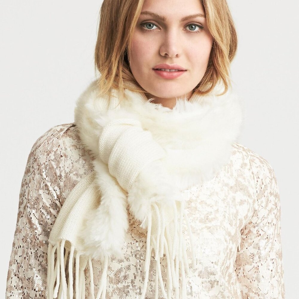 Banana Republic Faux Fur Wool Scarf
